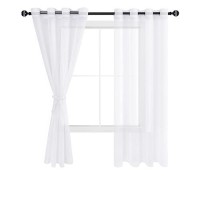 Hiasan White Sheer Curtains For Bedroom With Tiebacks Lightweight Airy Breathable Voile Drapes Light Filtering Grommet Window C