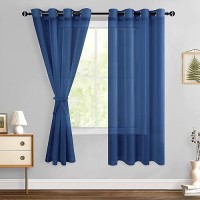 Hiasan Sheer Curtains For Living Room With Tiebacks Light Filtering Voile Textured Drapes Lightweight Grommet Window Curtains F