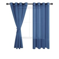 Hiasan Sheer Curtains For Living Room With Tiebacks Light Filtering Voile Textured Drapes Lightweight Grommet Window Curtains F