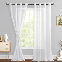 Hiasan Sheer Curtains For Bedroom With Tiebacks Light Filtering Breathable Voile Drapes Lightweight Grommet Window Curtains For