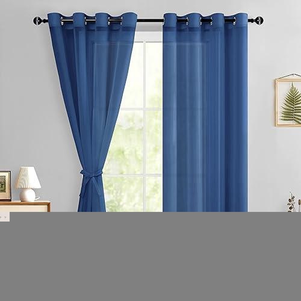 Hiasan Sheer Curtains For Bedroom With Tiebacks Grommet Light Filtering And Breathable Voile Window Curtains For Living Room P