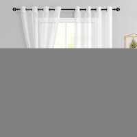 Hiasan Off White Sheer Curtains For Bedroom With Tiebacks Light Filtering Voile Textured Drapes Lightweight Grommet Window Curt