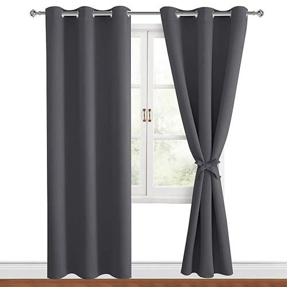 Hiasan Grommet Blackout Curtains For Bedroom 42 X 84 Inches Long Thermal Insulated Light Blocking Window Curtains For Livin