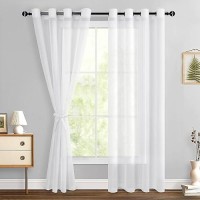 Hiasan Sheer Curtains For Bedroom With Tiebacks Light Filtering Airy Breathable Voile Drapes Lightweight Grommet Window Curtain