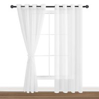 Hiasan Sheer Curtains For Bedroom With Tiebacks Light Filtering Airy Breathable Voile Drapes Lightweight Grommet Window Curtain