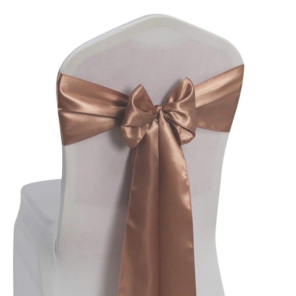 Welmatch Rose Gold Satin Chair Sashes Ties 12 Pcs Wedding Banquet Party Event Decoration Chair Bows (Rose Gold, 12)