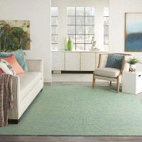 Nourison Positano Indoor/Outdoor Blue/Green 9' X 12' Area Rug  Easy Cleaning  Non Shedding  Bed Room  Living Room  Dining Room  Backyard  Deck  Patio (9X12)