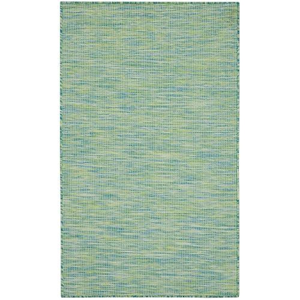 Nourison Positano Indoor/Outdoor Blue/Green 3' X 5' Area Rug  Easy Cleaning  Non Shedding  Bed Room  Living Room  Dining Room  Backyard  Deck  Patio (3X5)