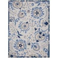 Nourison Aloha Indooroutdoor Bluegrey 12 X 15 Area Rug Easy Cleaning Non Shedding Bed Room Living Room Dining Room Bac