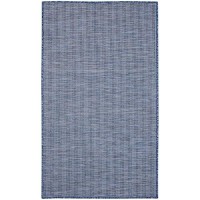 Nourison Positano Indoor/Outdoor Navy Blue 3' X 5' Area Rug  Easy Cleaning  Non Shedding  Bed Room  Living Room  Dining Room  Backyard  Deck  Patio (3X5)