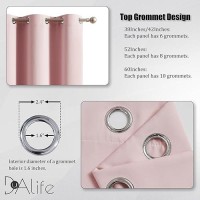 Dualife Baby Pink Curtains Panels For Girls Room Nursery Solid Blackout Room Darkening Curtains For Bedroom Grommet Top Window Treatment Drape 52X96 In