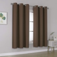 Dualife Chocolate Brown Thermal Blackout Curtains For Bedroom -Dark Brown Cafe Curtains 42 X 63 Inches Long Room Darkening Widow Drapes For Living Room 2 Panels  Grommet Top