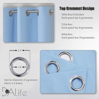 Dualife 108 Inch Length Blackout Curtains For Dining Room Nursery Sky Blue Soild Room Darkening Drapes Grommet Curtains Panels 60 Inches Wide 2 Pieces Cerulean