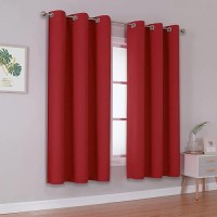 Dualife Red Blackout Curtains For Bedroom 45 Inch Length Room Darkening Thermal Insulated Short Kitchen Curtains With Grommet Window Drapes Curtain Panels For Living Room 38 X 45 Inches Long