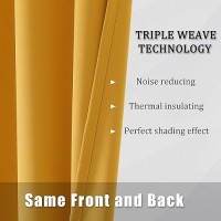 Dualife Yellow Curtains 84 Inches Long Blackout Curtain Panels For Bedroom Room Darkening Gold Solid Window Drapes For Living Room Thermal Insulated Grommet Top 52W X 84L 2 Panels