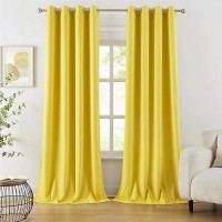 Dualife Yellow Blackout Curtains For Bedroom Grommet Thermal Insulated Room Darkening Curtains For Living Room (52 W X 96 L  Illuminating Yellow  2 Panels)