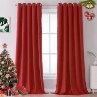 Dualife 108 Inches Long Red Blackout Curtains For Bedroom Room Darkening Thermal Insulated Curtain Panels With Grommet Top Window Drapes For Living Room 60X108 Inch Length 2 Panels