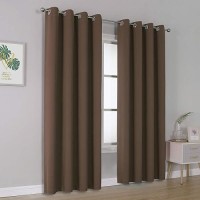 Dualife Brown Curtains 84 Inches Long Coffee Color Blackout Curtains With Grommet Thermal Insulated Room Darkening Solid Widow Curtain Panels/Drapes For Bedroom 52X84 Inch 2 Panels