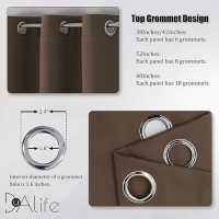 Dualife Brown Curtains 84 Inches Long Coffee Color Blackout Curtains With Grommet Thermal Insulated Room Darkening Solid Widow Curtain Panels/Drapes For Bedroom 52X84 Inch 2 Panels