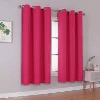 Dualife Solid Pink Curtains For Bedroom 72 Inch Length Raspberry Sorbet Hot Pink Room Darkening Curtains For Girls Room Decoration Thermal Insulated Blackout Window Drape 42''X72'' Grommet Top