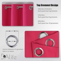 Dualife Solid Pink Curtains For Bedroom 72 Inch Length Raspberry Sorbet Hot Pink Room Darkening Curtains For Girls Room Decoration Thermal Insulated Blackout Window Drape 42''X72'' Grommet Top