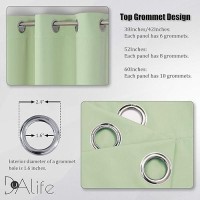 Dualife Light Green Blackout Curtain Panels/Drapes For Living Room 96 Inch Length Solid Energy Efficient Room Darkening Bedroom Curtains Thermal Insulated Grommet Top 52X96 Inch Set Of 2 Panels