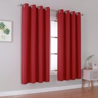 Dualife Red Blackout Curtains 45 Inches Long Short Kitchen Curtains With Grommet Room Darkening Thermal Insulated Window Drapes Curtain Panels For Living Room 52X 45 Inch Length