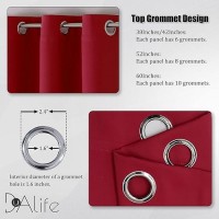 Dualife Red Blackout Curtains 45 Inches Long Short Kitchen Curtains With Grommet Room Darkening Thermal Insulated Window Drapes Curtain Panels For Living Room 52X 45 Inch Length