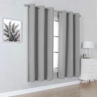 Dualife Blackout Curtain For Bedroom -Thermal Insulated Solid Blackout Window Drapes Room Darkening Bedroom Curtains Grommet Top 38 X 54 Inch Length  Light Grey