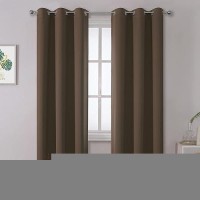 Dualife Brown Curtains 72 Inch Length 2 Panels Coffee Color Curtains With Grommet Thermal Insulated Room Darkening Solid Blackout Widow Curtains Panels/Drapes For Bedroom 42X72 Inch