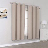 Dualife Light Brown Curtains For Bedroom - Warm Taupe Curtains For Kids Room Darkening Thermal Insulated Blackout Curtain Panels Grommet Top 38 X 45 Inch Length