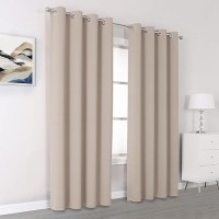 Dualife Blackout Curtains 96 Inches Long For Bedroom Thermal Insulated Curtain Panels With Grommet Room Darkening Widow Drapes/Draperies 52X96 Inch 2 Panels Light Taupe