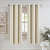 Dualife Buttercream Blackout Curtain Panels/Drapes For Living Room 72 Inch Length Solid Energy Efficient Room Darkening Bedroom Curtains Thermal Insulated Grommet Top 42X72 Inch