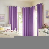 Dualife 96 Inch Length Purple Blackout Curtain Panels/Drapes For Living Room Solid Energy Efficient Room Darkening Bedroom Curtains Thermal Insulated Grommet Top 52 X 96 Inch Amethyst Orchid