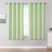 Dualife Light Green Blackout Curtain Panels/Drapes For Living Room 45 Inch Length Solid Energy Efficient Room Darkening Bedroom Curtains Thermal Insulated Grommet Top 52X45 Inch Set Of 2 Panels