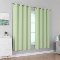 Dualife Light Green Blackout Curtain Panels/Drapes For Living Room 45 Inch Length Solid Energy Efficient Room Darkening Bedroom Curtains Thermal Insulated Grommet Top 52X45 Inch Set Of 2 Panels