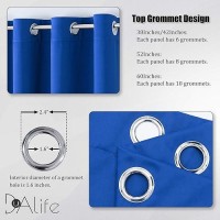 Dualife 108 Inch Length Royal Blue Blackout Curtain Solid Energy Efficient Room Darkening Bedroom Curtains Thermal Insulated Grommet Top 60 X 108 Inch