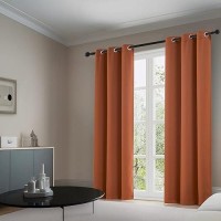 Dualife 120 Inch Patio Door Curtains - Fall Decor Earth Tone Extra Long Blackout Drapes Thermal Insulated Window Curtain Panels (Burnt Orange Grommet 60 X 120 Inch Length 2 Panels)