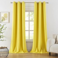 Dualife Yellow Blackout Curtains For Bedroom Grommet Thermal Insulated Room Darkening Curtains For Living Room (42 W X 96 L  Illuminating Yellow  2 Panels)