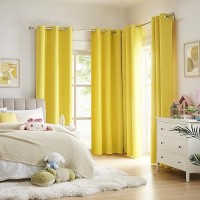 Dualife Yellow Blackout Curtains For Bedroom Grommet Thermal Insulated Room Darkening Curtains For Living Room (42 W X 96 L  Illuminating Yellow  2 Panels)