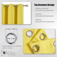 Dualife Yellow Blackout Curtains For Bedroom Grommet Thermal Insulated Room Darkening Curtains For Living Room (42 W X 96 L  Illuminating Yellow  2 Panels)