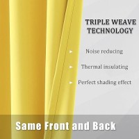 Dualife Yellow Blackout Curtains For Bedroom Grommet Thermal Insulated Room Darkening Curtains For Living Room (42 W X 96 L  Illuminating Yellow  2 Panels)