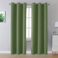 Dualife Sage Green Blackout Curtains 42 X 96 Inch Long Set Of 2 Panels For Bedroom Thermal Insulated Grommet Room Darkening Window Curtain Drapes For Living Room