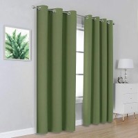 Dualife Sage Green Blackout Curtains 42 X 96 Inch Long Set Of 2 Panels For Bedroom Thermal Insulated Grommet Room Darkening Window Curtain Drapes For Living Room