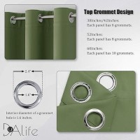 Dualife Sage Green Blackout Curtains 42 X 96 Inch Long Set Of 2 Panels For Bedroom Thermal Insulated Grommet Room Darkening Window Curtain Drapes For Living Room