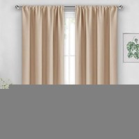 Jiuzhen Blackout Curtains For Bedroom Thermal Insulated Room Darkening Rod Pocket Curtains For Living Room Set Of 2 Panels Wi