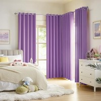 Dualife Extra Long 120 Inch Length Curtain Panels For Living Room Darkening Bedroom Curtains Thermal Insulated Grommet 60 X 120 Inch Bright Purple