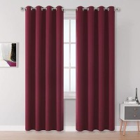 Dualife Blackout Curtains For Bedroom 84 Inches Long Thermal Insulated Room Darkening Burgundy Red Solid Window Curtain Panels With Grommet For Living Room 52X84 Inch Length