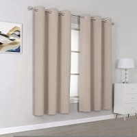 Dualife Blackout Curtains Panels Thermal Insulated Grommet Top Room Darkening Curtains Drapes For Bedroom (42 W X 72 L Inch Length  2 Panels  Light Brown)