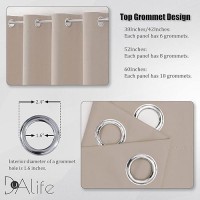 Dualife Blackout Curtains Panels Thermal Insulated Grommet Top Room Darkening Curtains Drapes For Bedroom (42 W X 72 L Inch Length  2 Panels  Light Brown)